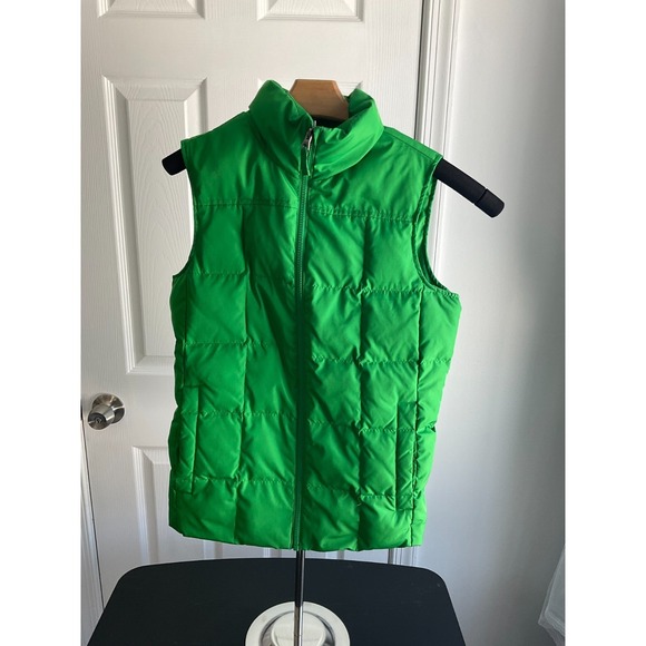 Lands' End Green Puffer Vest Unisex Extra Small XS Zip Front - Picture 2 of 4